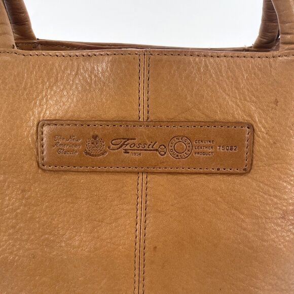 Vintage Fossil Brown Leather Mini Tote Key Purse Double Handles Handbag 75082 - Picture 2 of 14